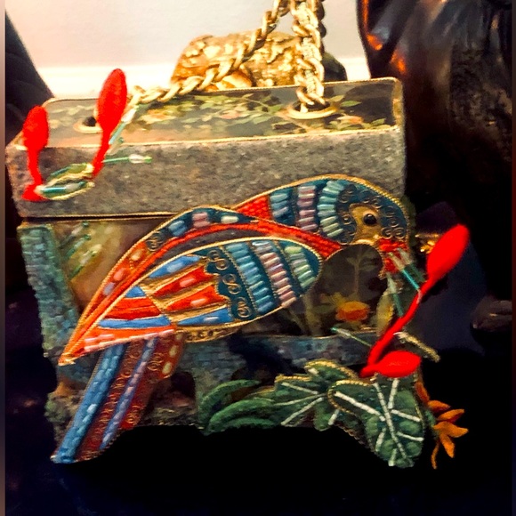 Colorful Bird-Themed Hand Made Decorative Wooden purse